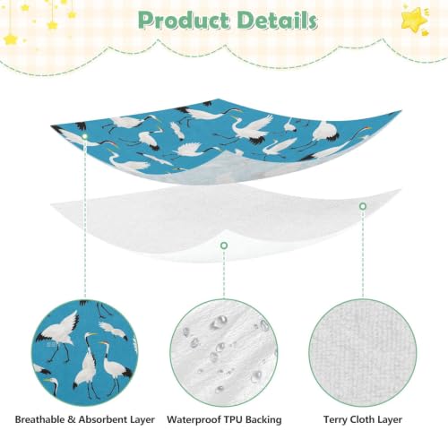 Drap-housse berceau mousseline imperméable grue oiseau bleu - 6