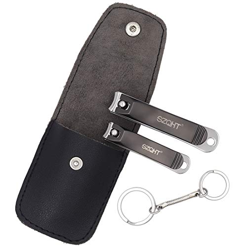 SZQHT Professional Sharpest Stainless Steel Fingernail and Toenail Clippers,Heavy Duty Big Nail Clippers Set for Men & Women (Gun-Black)