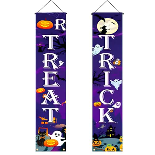 Halloween Banner Outdoor Indoor Front Porch Sign Reusable Hanging Halloween Banner Decor for Home Party Yard Garage Front Wall Doo Decorations Supplies