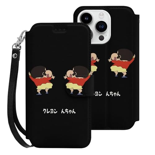 クレヨンしんちゃん iPhone15Pro用ケース 手帳型 スマホケース アイホン15Pro用 財布型カバー カードポケット スタンド機能 誕生日ギフト 人気 男女兼用