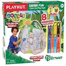 Playhut Doodle Tents Jungle Fun Color-On Pop-Up Play Tent - Color-on Fabric - Creative Play - Ages 3+ Playhut Doodle Tents Jungle Fun Color-On Pop-Up Play Tent - Color-on Fabric - Creative Play - Ages 3+