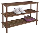 Schuhregal mit 3 Böden Holz dunkel