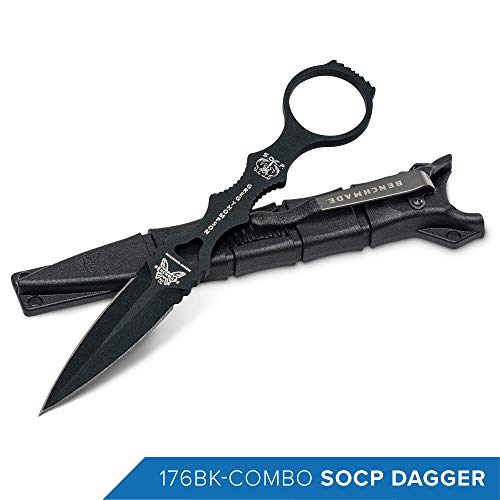Benchmade - Socp Dagger 176Bk-Combo, With Black Sheath, Skelentonized Dagger And Trainer, Plain Edge, Coated Finish, Black Handle, Made In The Usa #TOP4