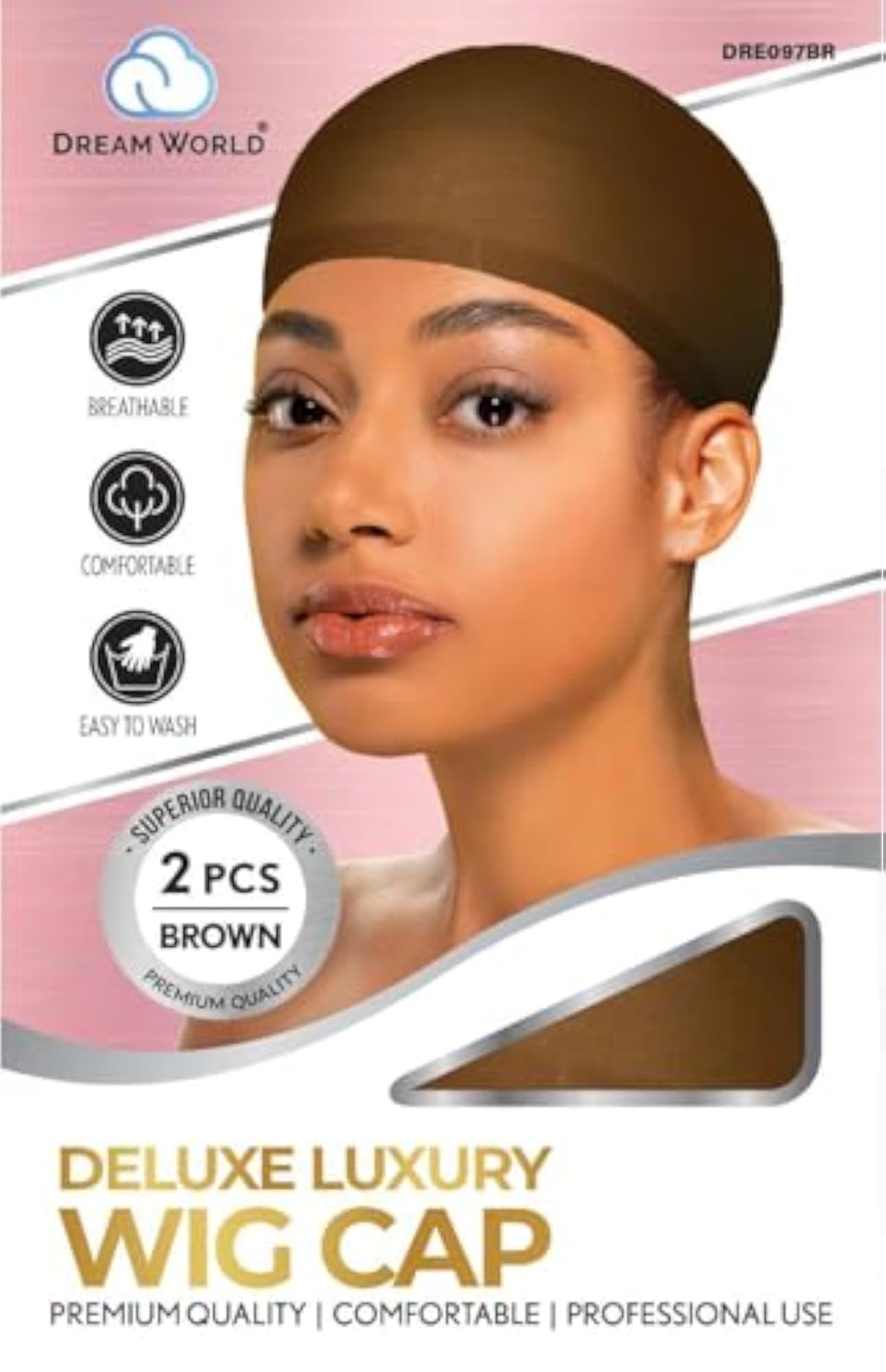 Deluxe Wig Cap, 2 Piece Package, Brown