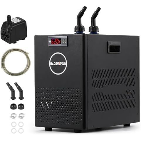 BAOSHISHAN 100L Aquarium Chiller 26gal 1/13 HP Water Chiller for Hydroponics System with Compressor Refrigeration Special Quiet Design for Fish Tank Axolotl Coral Reef Tank Cover
