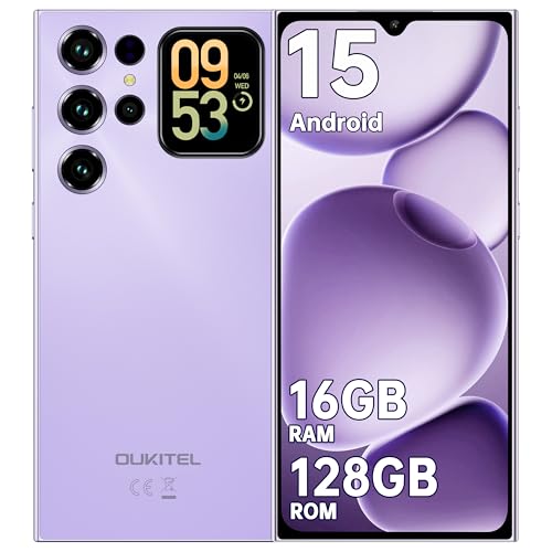 OUKITEL C62 Mobile Phones 2025 - Android 15, 6.88" Smart phone, 16GB+128GB/1TB, 5150mAh Battery Phone, 13MP Camera, 4G Dual SIM-Free & Unlocked Mobile Phones, Fingerprint/Face Unlock/GPS/BT5.0, Purple