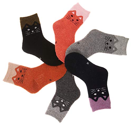 Image of Eocom Kids Wool Socks For Boys Girls Warm Hiking Thermal Winter Cozy Soft Thick Toddlers Crew Boot Socks 6 Pairs