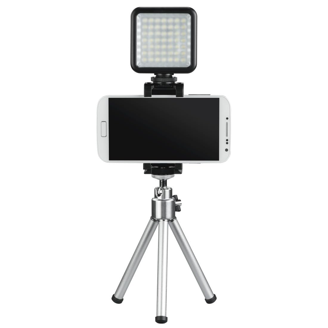 Hama Lampada a LED come luce video, luce fotografica, luce per fotocamera (faretto LED dimmerabile 6000 K, compatta e portatile con supporto per cellulare, flash ad esempio per micro, filettatura da