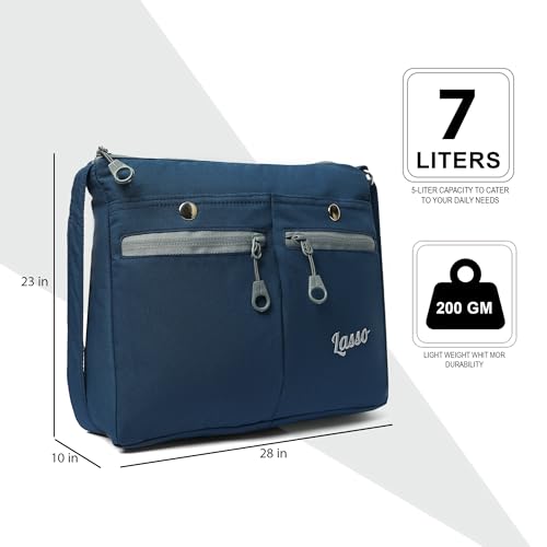 Image of Lasso Sling Bag For Women with Adjustable Strap Stylish Ladies Crossbody Polyester Sling Bag for Office, Causal, Travel & College | 7L Capacity & front double Pockets