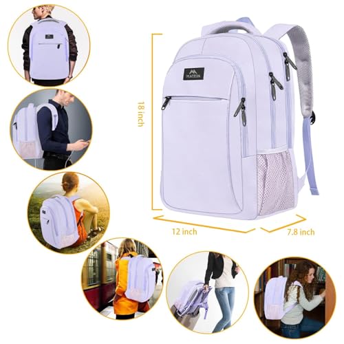 Image of MATEIN Laptop Backpack for Girls, 15.6 Inch College School Backpack for Women with USB Charging Port, Water Resistant Durble Slim Students Bookbag Casual Daypack Travel Computer Nurse Work Bag Gift | Water Resistant Student Bookbag, Travel Computer Nurse Work Bag, Luggage Strap, Anti Theft, Sturdy Comfort, Gift for Teenager