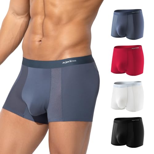 Arjen Kroos Boxers Homme Lot de 4 Modal Caleçon Doux Respirant Mesh sous-vêtement Confortable...