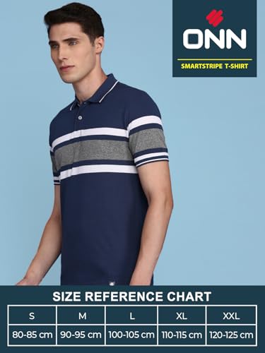 Image of ONN Men's Regular Fit Polo Neck Half Sleeve Striper T-Shirt | T-Shirt for Men