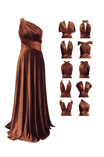 Image of Velvet Infinity Dress with Bandeau, Convertible Bridesmaid Dresses, Multiway Wrap Maxi Long Formal Wedding Guest Dress