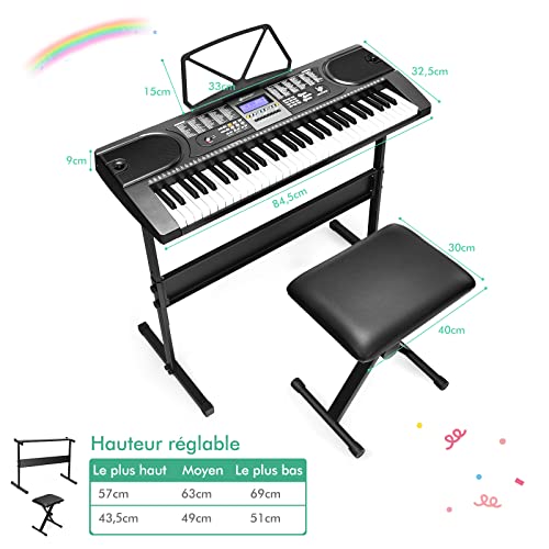 GOPLUS 61 Touches Piano Numérique Enfant Clavier Électrique pour Débutants avec Tabouret Réglable en Hauteur,2 Modes d… - Les Beatles, Paul McCartney, John Lennon, RIngo Starr, George Harrison GOPLUS 61 Touches Piano Numérique Enfant Clavier Électrique pour Débutants avec Tabouret Réglable en Hauteur,2 Modes d… – Image 6