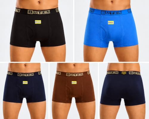 Image of BUTEN Pack of 5 Slim Fit Pure Cotton Mini Trunks स्लिम फिट ट्रंक जंगिया