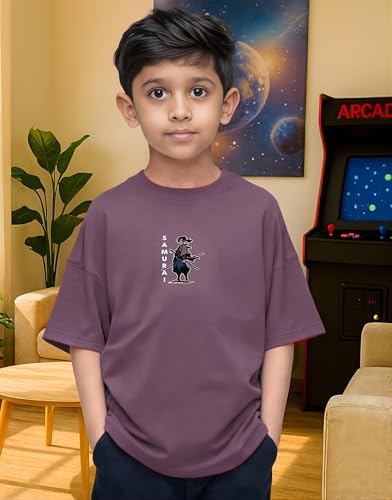 Image of Samurai Warrior Oversized T-Shirt for Kids 4-17 Years | Anime Samurai Front & Back Print | Boys & Girls Cotton Casual Tee