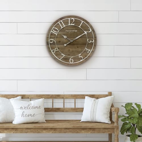 19.5-Inch Vintage Weathered Pine Shiplap Clock