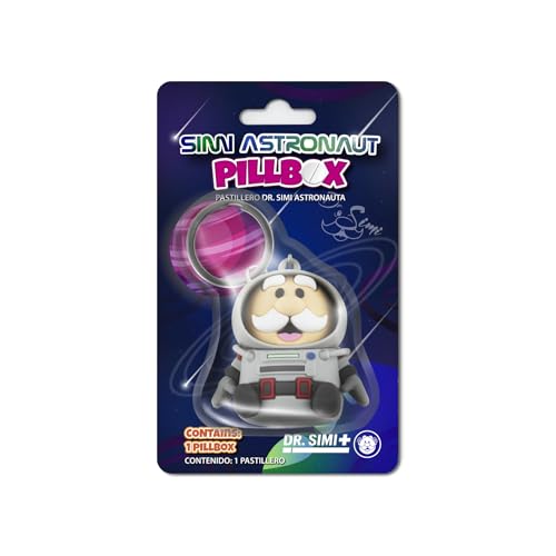 Official Dr. Simi Astronaut Pillbox Keychain Mini Vitamin & Supplement Organizer | Travel-Friendly Medicine Container with Twist-Top Seal | Fun Soft-Touch Collectible for Wellness Fans & Travelers
