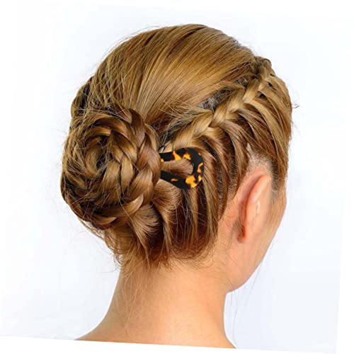 Épingle à cheveux ondulé u avec perles pour chignon en acétate - 4