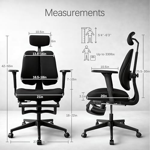 Image of Ergonomic Office Chair, Dynamic Split Back Lumbar Support, Thick High-Density Molded Foam Seat, 4D Adjustable Armrests, Swivel High Back Computer Desk Chair with Footrest for Home Office, Flex S3