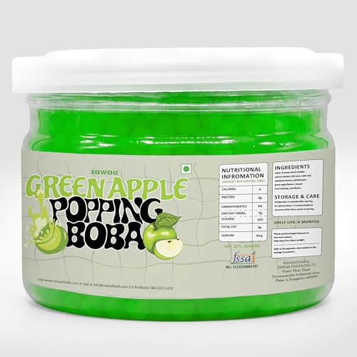 Image of Zawaa Foods Assorted Popping Boba Pearls (Green Apple, Mango, Litchi) | 100g Each (Pack of 3) | Bursting Fruit Boba for Bubble Tea, Milkshakes, Ice Cream & Desserts