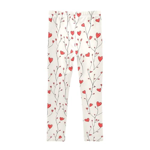 Red Heart Tree Branches Girls Leggings Ultra Soft Compression Yoga Gym Pants for Kids 4-10T2