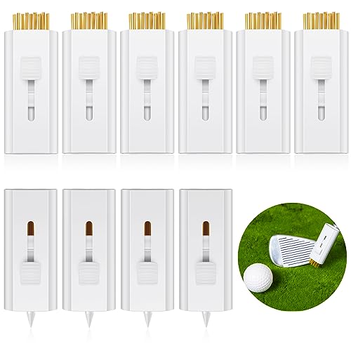 Bokon 10 Pcs Retractable Golf Club Brush Cleaner Brush Groove Portable Double Side Golf Club Groove Cleaner Mini Tool for Dad Golfer Golfing Cleaning Accessories Gifts(White)