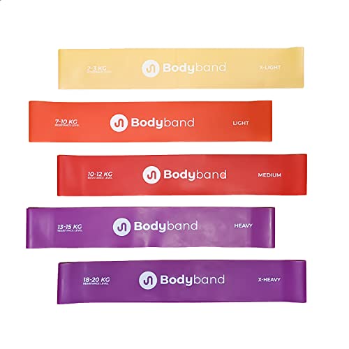BodyBand Resistance Bands for Exercise for Men and Women Miniloop Resistance Band for Workout in Gym, Home Toning Band – Mini Loop Band Set of 5… Multicolor (Cherry Set)