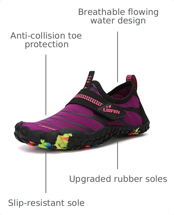 Image of UBFEN Kids Water Shoes for Boys Girls Quick-Dry Swim Aqua Socks | Lightweight, Barefoot-style, Perfect for Water parks, Beach, Pool, Kayak, Creek Hiking, Camping, Toddler, Little Kid, Big Kid