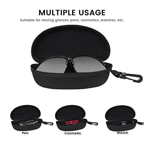 Image of molshine 3 Pieces Portable Hard Shell Sunglasses Case, Zipper Eyewear Eyeglasses Case with Hook for Women Men Travel Sports