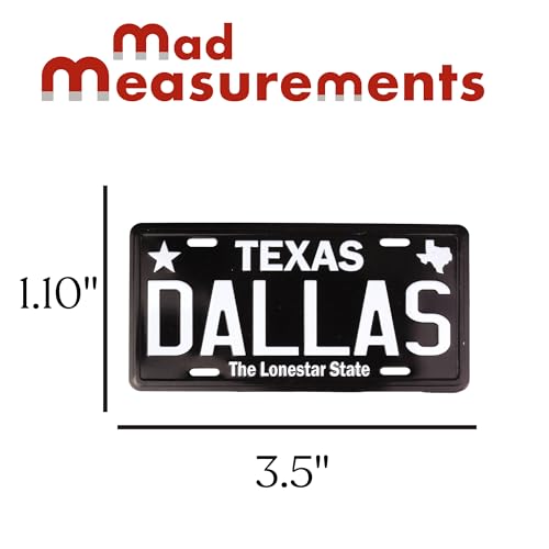 Imán mini placa Dallas Texas diseño negro 3.5x1.10 pulg miniatura 2