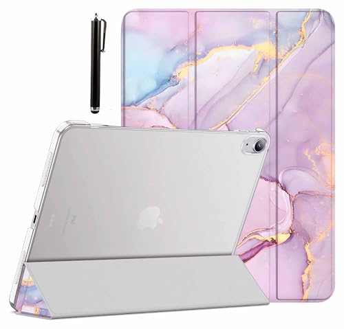 Image of ProElite Cover for Apple iPad (A16) 11th /10th Generation (2025 /2022) Cover Case, Transparent Smart case for iPad 11th /10th Gen 2025 /2022 (Supports Auto Sleep Wake) with Stylus Pen, Marble Pink