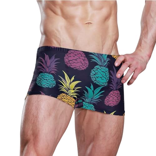 Pineapple Fruit Mens Swim Trunk Swimwear Bathing Suit Swim Brief Square Leg Board Short S B04010253