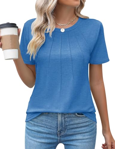 Zeagoo T-Shirts für Damen Elegent Kurzarm Tshirt Einfarbig Tops Sommer T...