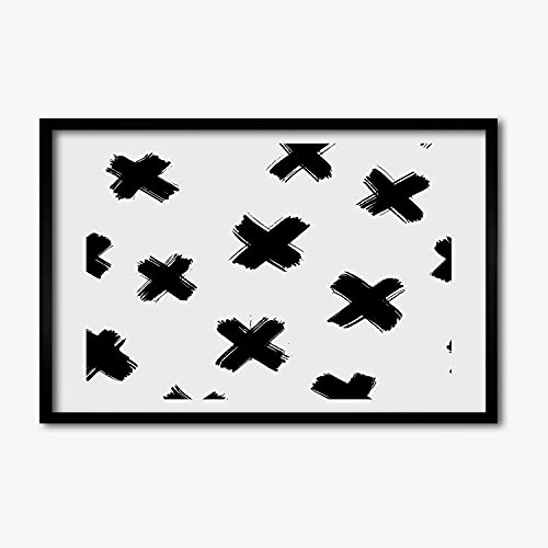 Cadre MDF 60x40 cm Tulup avec tableau décoratif moderne à taches noires et blanches