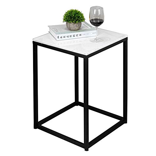Telephone Table, Marble Side Table Nordic Living Room Square Sofa Corner Table Telephone Table Bedroom Bedside Table Balcony Coffee Table(Color:Black)