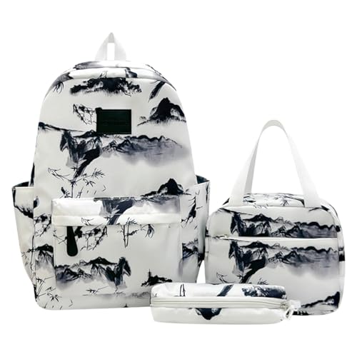 Mochila de nailon de gran capacidad con estuches y bolsa de almuerzo térmico para el trabajo