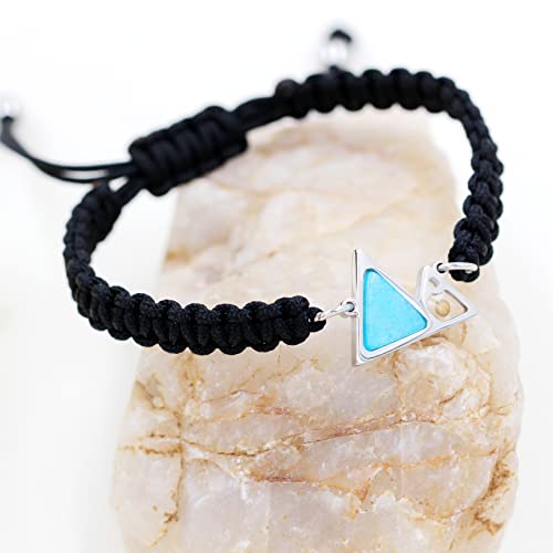Image of Uloveido Handmade Braided Rope Bracelets with Blue Triangle Mountain Mustard Seed Charm Unisex Mountain Bracelet