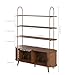 zofiauai Tall Large Bookshelf with Sliding Doors, 5 Tier Long Wood Bookcase, Mid Century Modern Book Shelf with Storage, Arched Fluted Display Shelf for Office, Living Room, Bedroom, Walnut