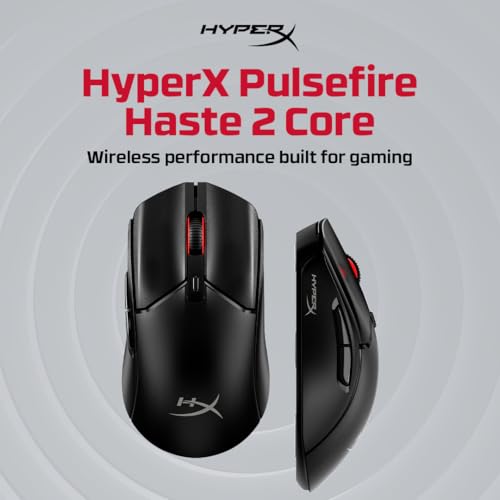 Image of HyperX Pulsefire Haste 2 Core Dual Wireless RGB Gaming Mouse, Up to 12K DPI, HyperX Custom Core Sensor, 70g Lightweight, 100 Hr Battery Life, 1K Hz Polling Rate, 24 Months Warranty - Black [8R2E6AA]
