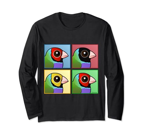 Four Color Gouldian Finches Birdorable Cartoon Birds Long Sleeve T-Shirt