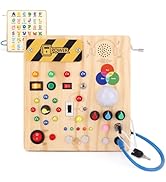 Iabedi Busy Board,Montessori Toys for 1-3 Years Old, Wooden Toddler Toys, Autism Sensory Travel T...