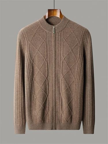 Men's Merino 100 Percent Wool Thick Warm Fall Winter Casual Zipper Knitted Sweater Cardigan with Pockets3