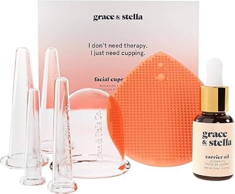 grace & stella Facial Cupping (7-Pc Set) - Face Cupping Set - Facial Suction Cups With Jojoba Oil &… — $13.95 (22% off)