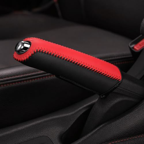 Image of Car Gear Cover, Handbrake Protection for Daily Driving, Red Leather Handbrake Cover for Enhanced Grip, Universal Car Gear Knob Cover for Interior Protection, Car Accessory Interior All