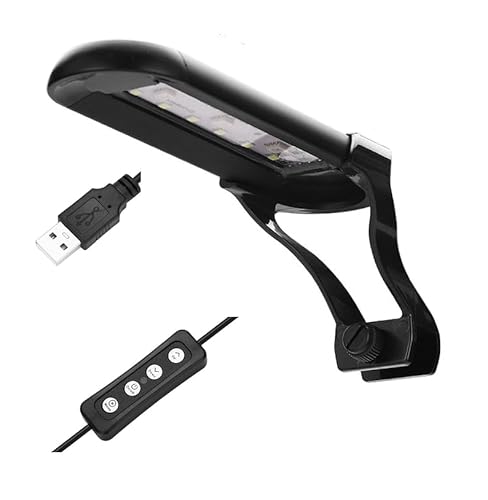 Aquarium Light Adjustable Led Aquarium, Aquarium USB lamp, Aluminum Lighting with 13 Light Modes, Adjustable Brightness (Black-6W-USB)