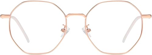 Miniatura 8 de JOVAKIT Lentes de bloqueo de luz azul polígono para mujeres y hombres anteojos de metal cuadrados octágono vintage sin receta
