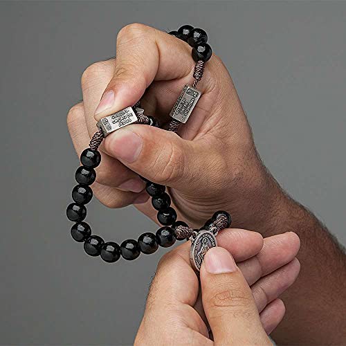 Terço Dos Mistérios Do Rosário Preto Prata Velha