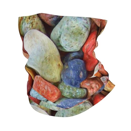 EBOSCUJW Piedras de colores impresas, Bandana, polaina para el cuello, cubierta suave para la cara, calentador de cuello, tubo, media mascarilla, bufanda, pasamontañas