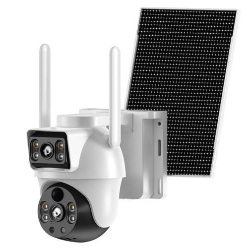 XIAOVV 4G LTE Solar Dual-Eye Security Camera Outdoor, 8MP Home Security WiFi Camera, 8000mAh Solar Panel, 360° Pan-Tilt Rotation, Full-Colour Night Vision, Motion Detection, AOV Low Power Consumption